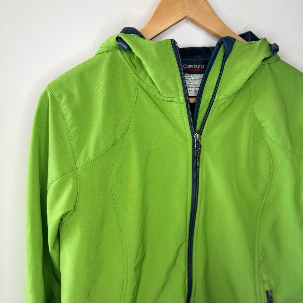 Black Diamond Soft Shell Fleece Lined Hooded Jacket SMALL lime green - Picture 2 of 9